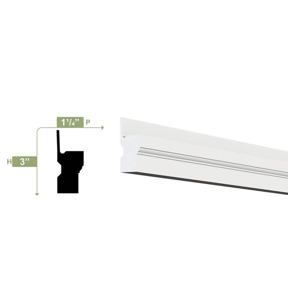 Ekena Millwork 3 in. x 1-1/4 in. x 96 in. Nail Fin Brick Mould, PVC