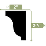 Ekena Millwork 2-7/8 in. x 2 in.P x 96 in. Moulding, PVC (12-Pack)