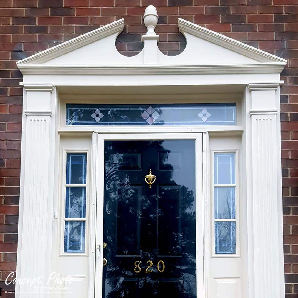 Ekena Millwork 31-3/4 in. x 1-3/4 in. x 16 in. Half Round Sunburst Pediment