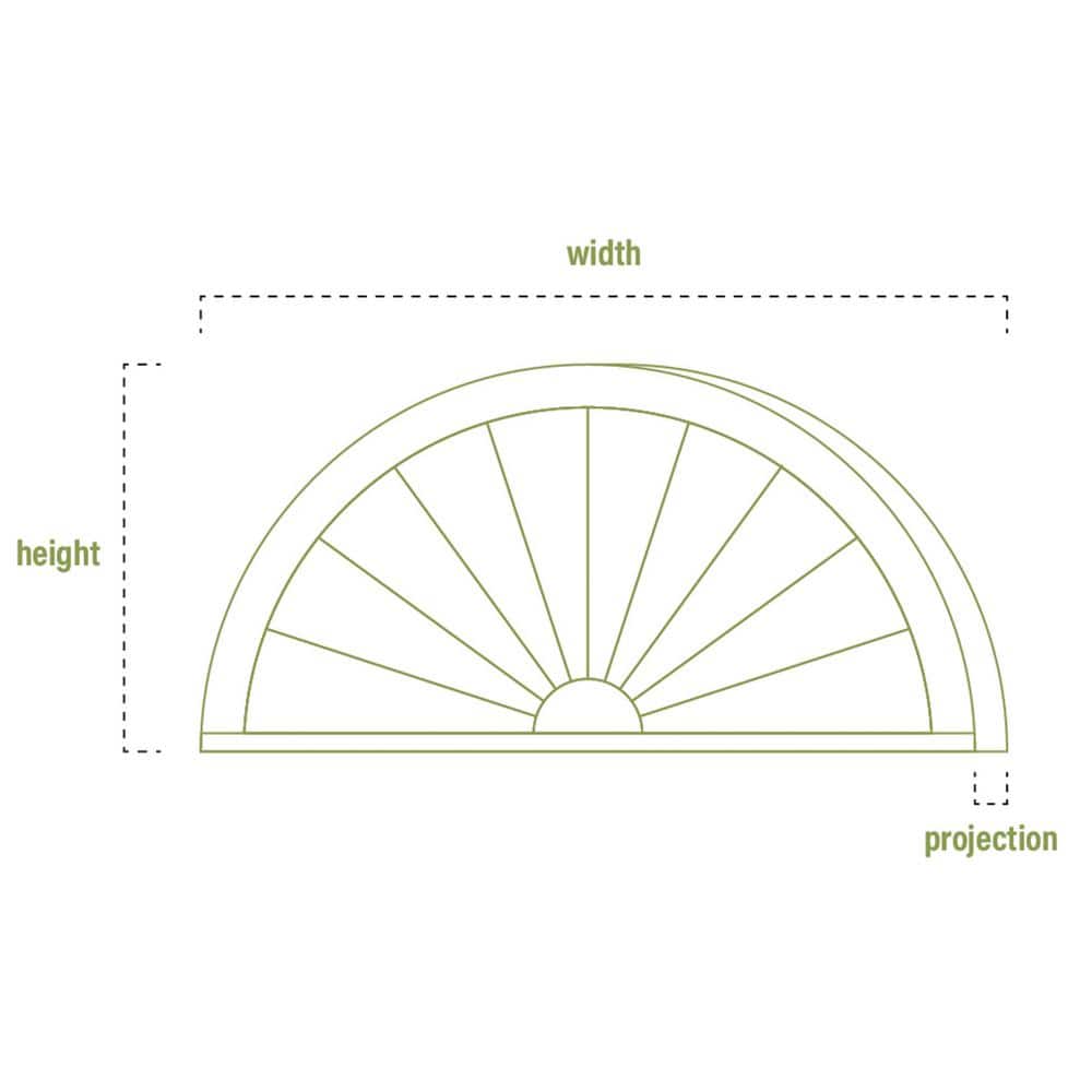 Ekena Millwork 31-3/4 in. x 1-3/4 in. x 16 in. Half Round Sunburst Pediment