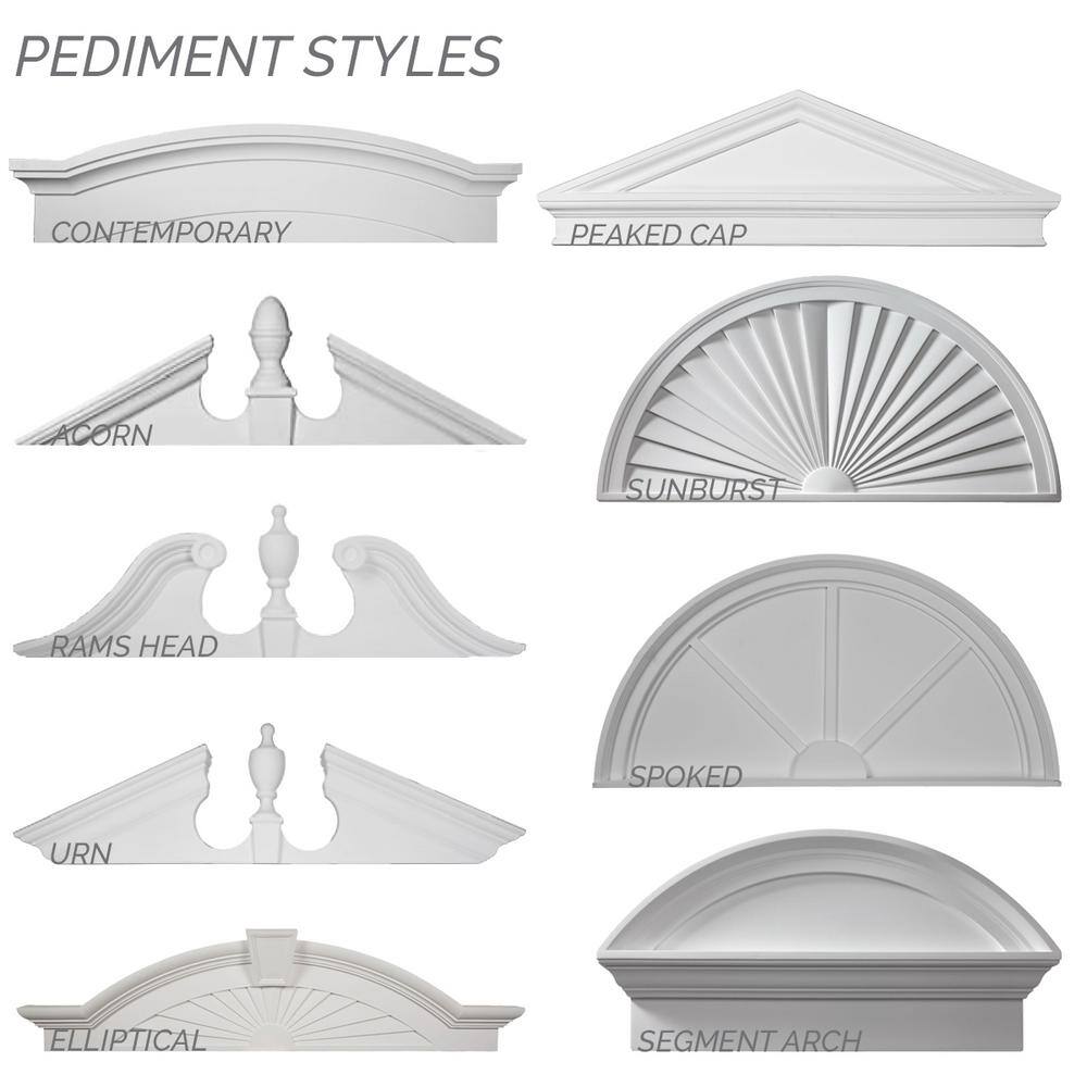 Ekena Millwork 36 in. x 2 in. x 18 in. Half Round Sunburst Pediment
