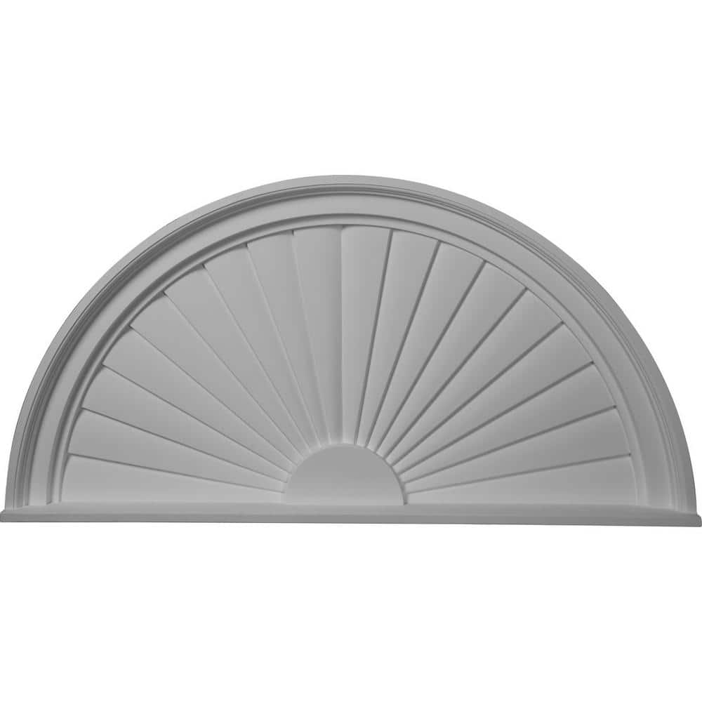 Ekena Millwork 36 in. x 2 in. x 18 in. Half Round Sunburst Pediment