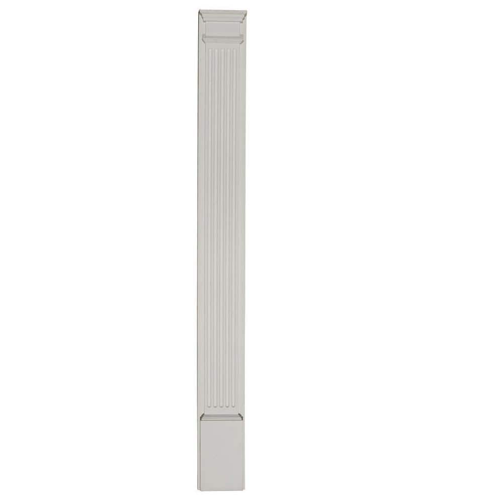 Ekena Millwork 8 in. x 2-3/4 in. x 100 in. Primed Polyurethane Fluted Pilaster Moulding