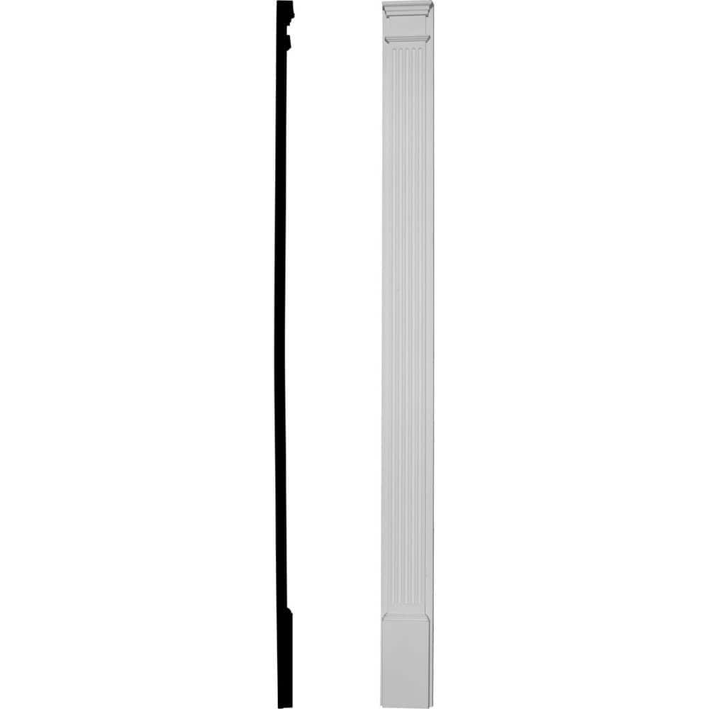 Ekena Millwork 8 in. x 2-3/4 in. x 108 in. Primed Polyurethane Fluted Pilaster Moulding
