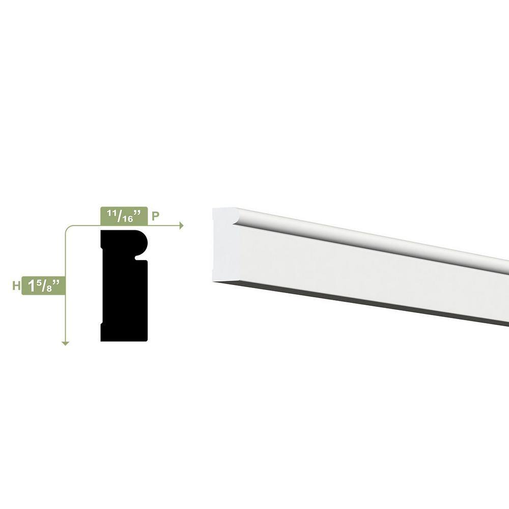 Ekena Millwork 1-5/8 in. x 5/8 in. x 96 in. Brick Mould, PVC (12-Pack)