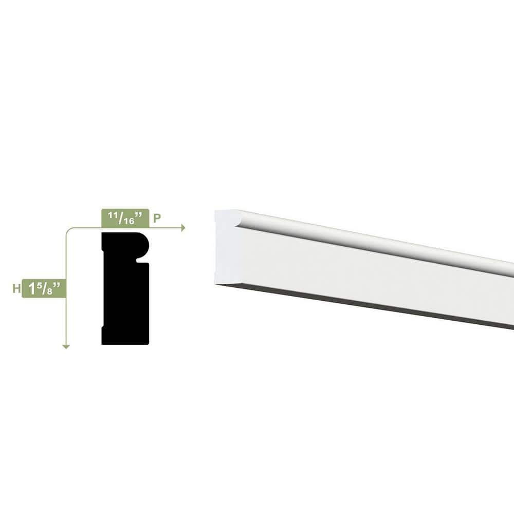Ekena Millwork 1-5/8 in. x 5/8 in. x 96 in. Brick Mould, PVC (6-Pack)