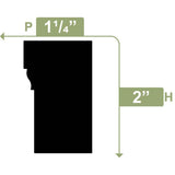 Ekena Millwork 2 in. x 1-1/4 in. x 96 in. Brick Mould, PVC