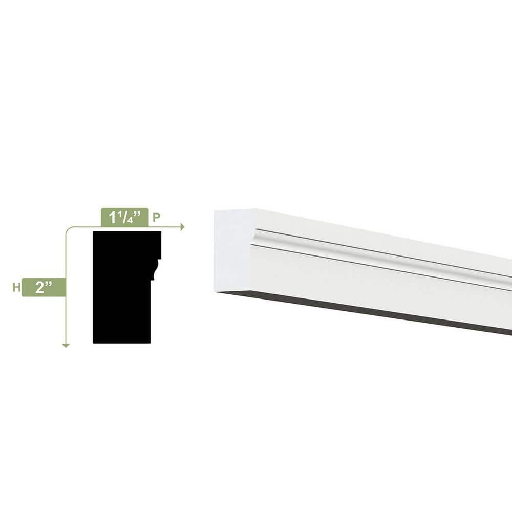 Ekena Millwork 2 in. x 1-1/4 in. x 96 in. Brick Mould, PVC