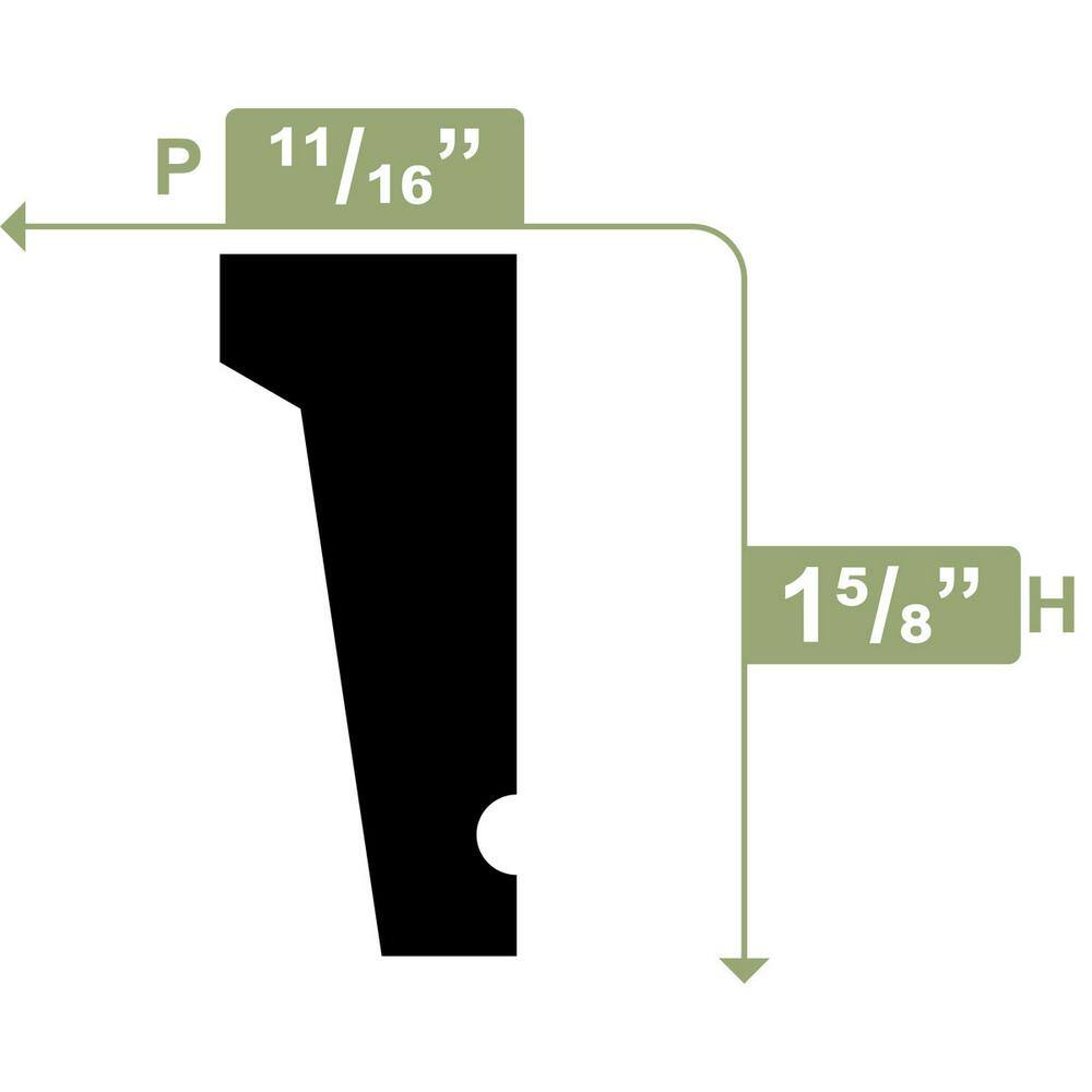 Ekena Millwork 1-5/8 in. x 5/8 in. x 96 in. Drip Cap Moulding, PVC (12-Pack)