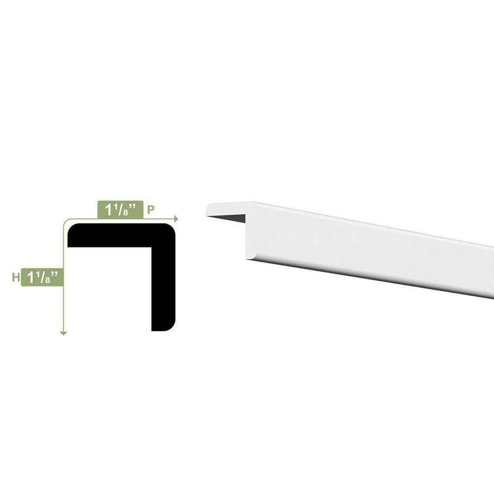 Ekena Millwork 1-1/8 in. x 1-1/8 in. x 96 in. Outside Corner Moulding, PVC (12-Pack)
