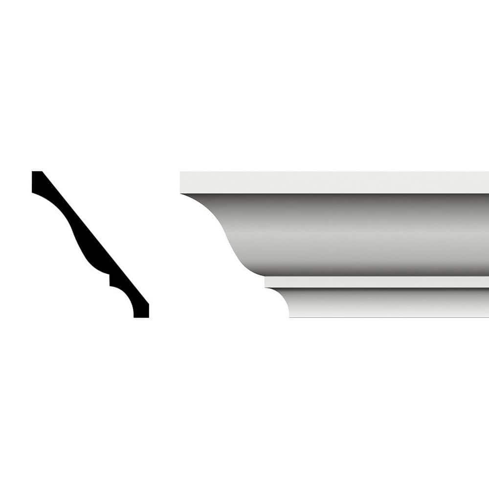 Ekena Millwork 4-1/4 in. x 5-1/4 in. x 96 in. Crown Moulding, PVC (12-Pack)