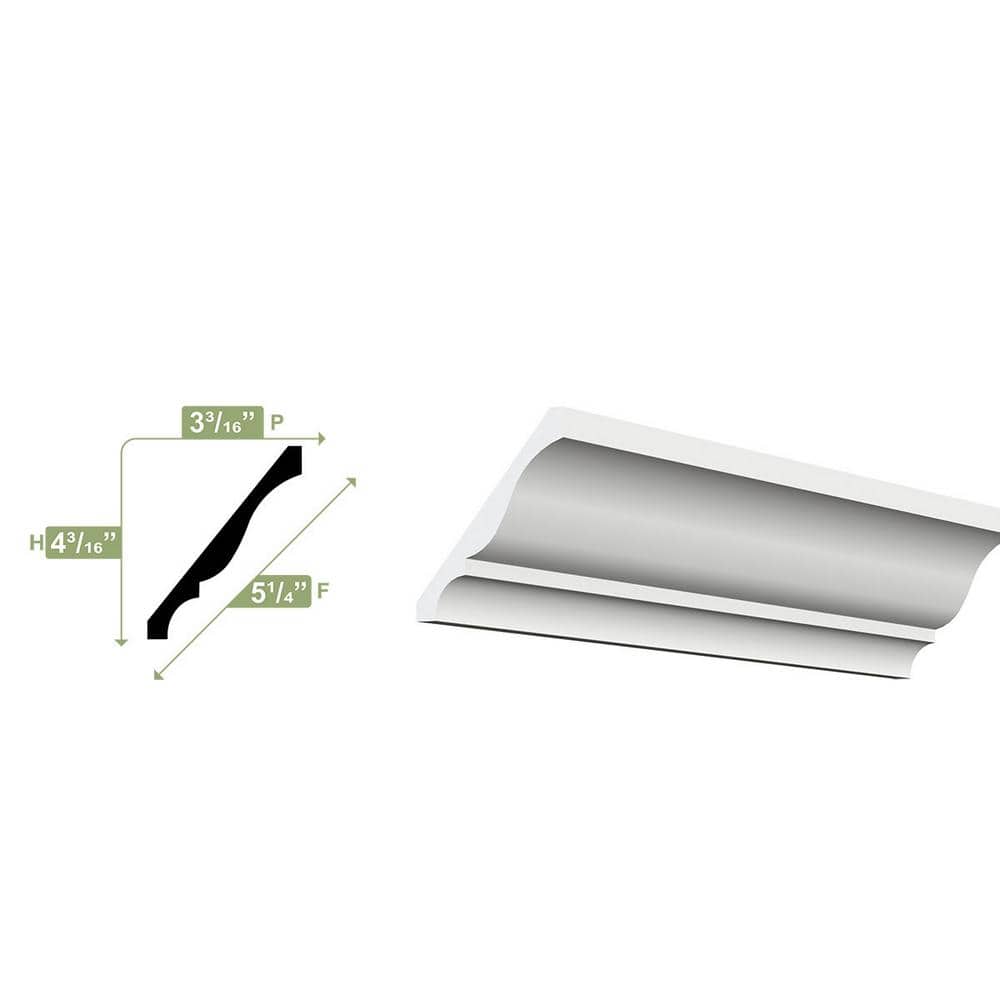 Ekena Millwork 4-1/4 in. x 5-1/4 in. x 96 in. Crown Moulding, PVC (12-Pack)