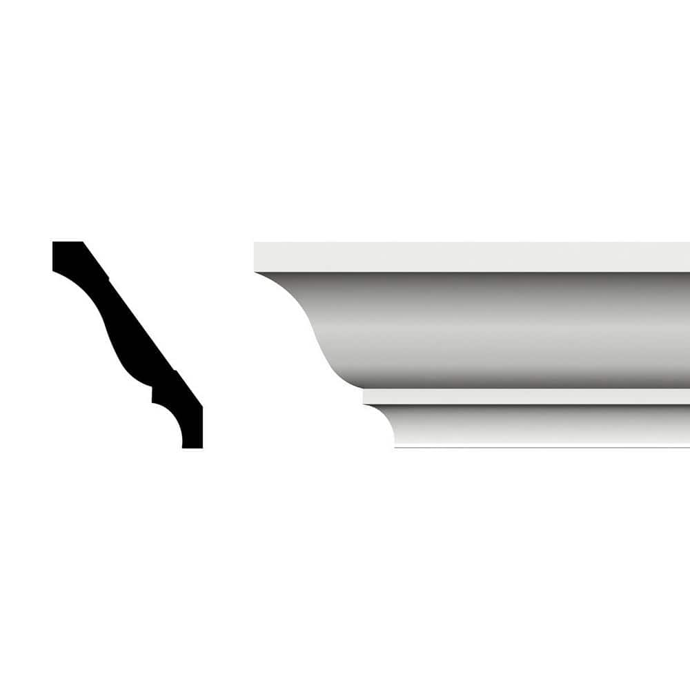 Ekena Millwork 3-3/8 in. x 4-1/4 in. x 96 in. Crown Moulding, PVC (8-Pack)