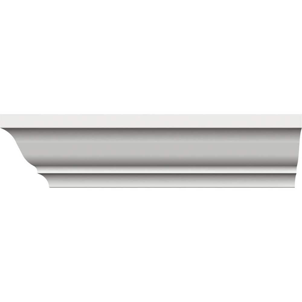 Ekena Millwork 3 in. x 3-5/8 in. x 96 in. Crown Moulding, PVC (12-Pack)