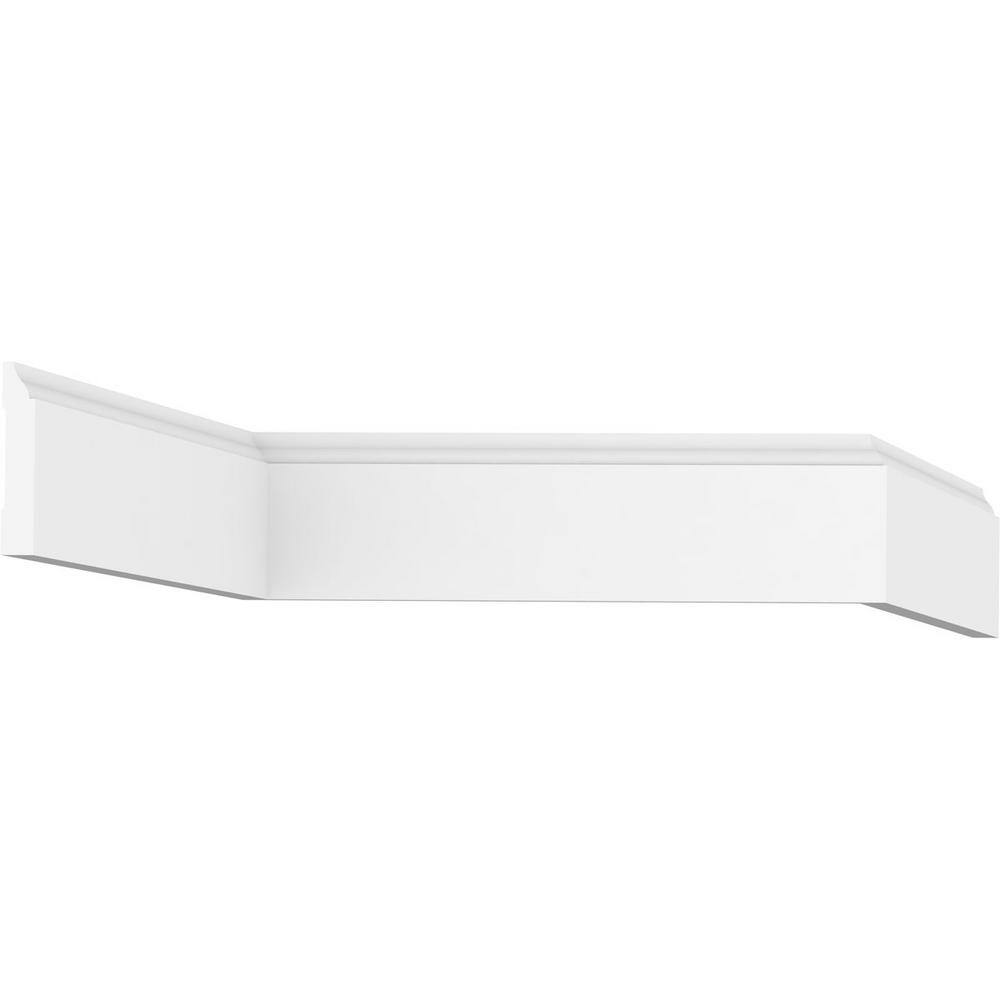 Ekena Millwork 3-1/4 in. x 1/2 in. x 96 in. Base Moulding, PVC (8-Pack)