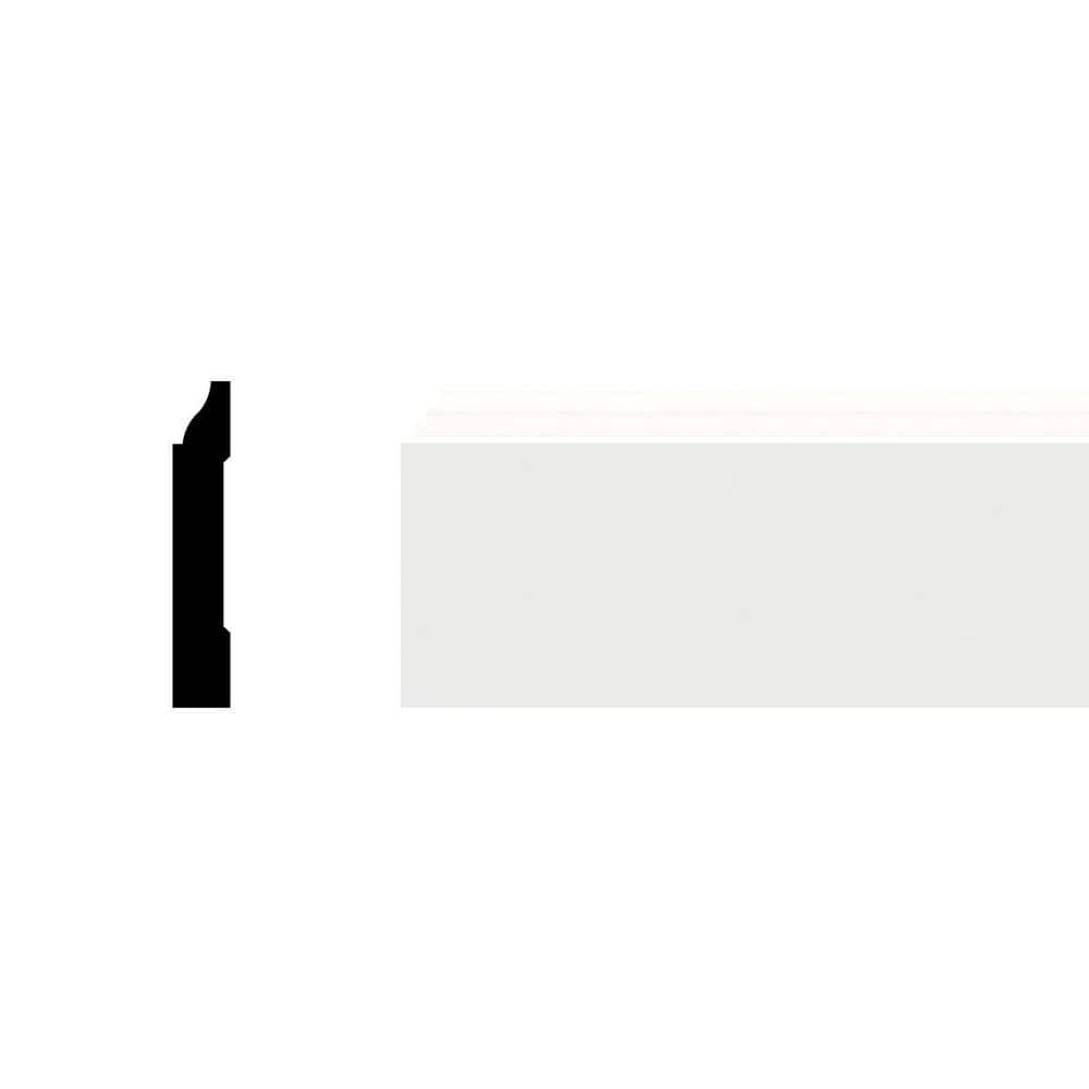 Ekena Millwork 3-1/4 in. x 1/2 in. x 96 in. Base Moulding, PVC (8-Pack)