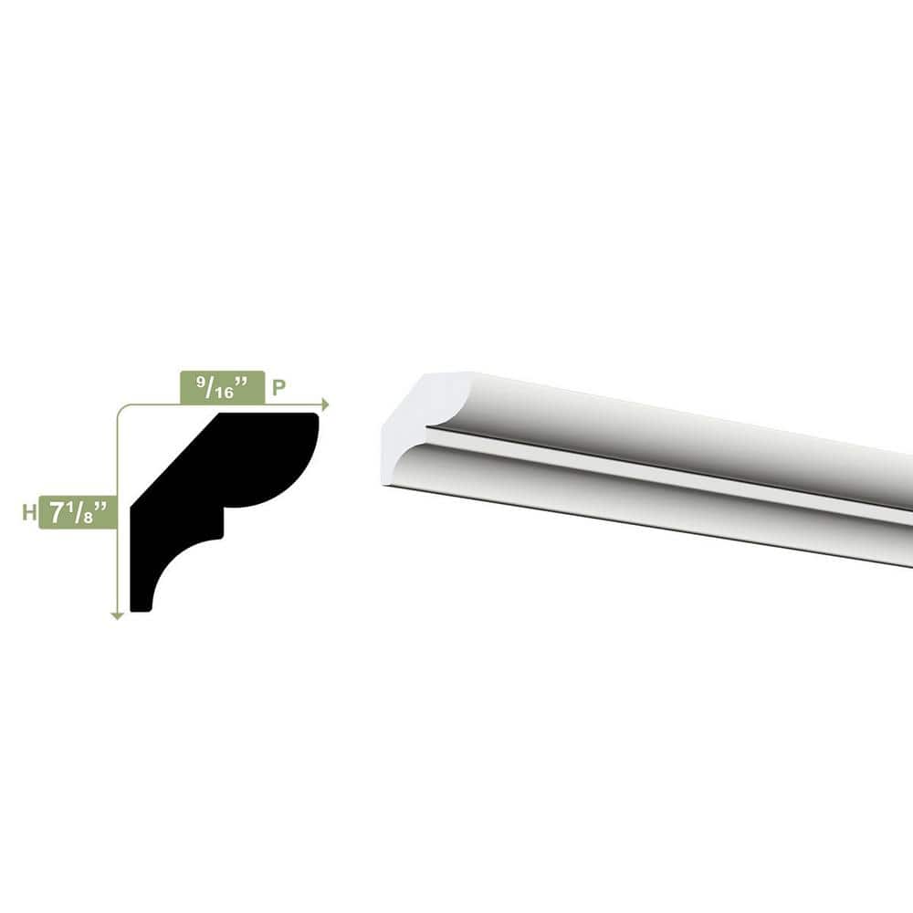 Ekena Millwork 1-1/8 in. x 1/8 in. x 96 in. Bed Moulding, PVC (12-Pack)