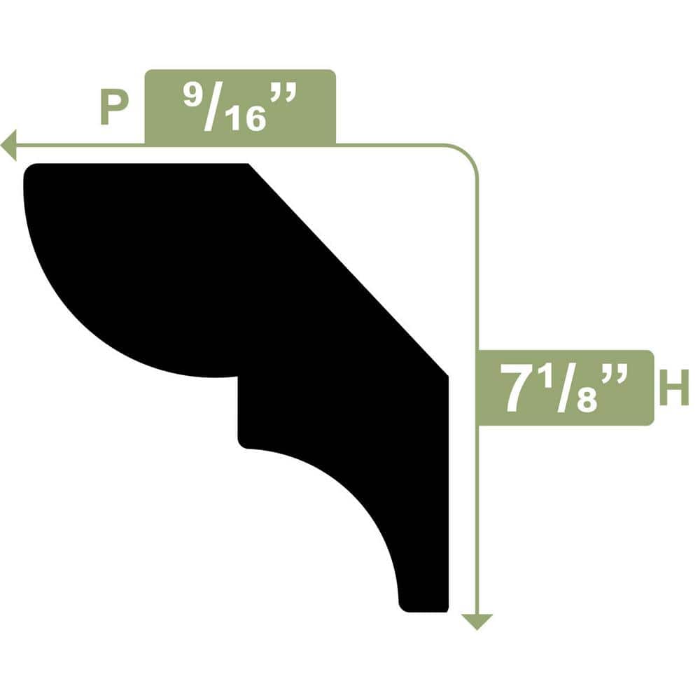 Ekena Millwork 1-1/8 in. x 1/8 in. x 96 in. Bed Moulding, PVC (6-Pack)