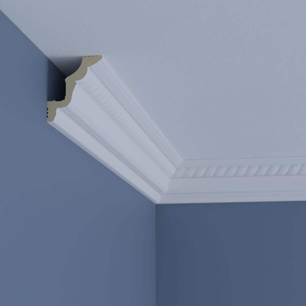 Ekena Millwork Freya 2.75 in. D x 4.125 in. W x 96 in. L Polyurethane Crown Moulding