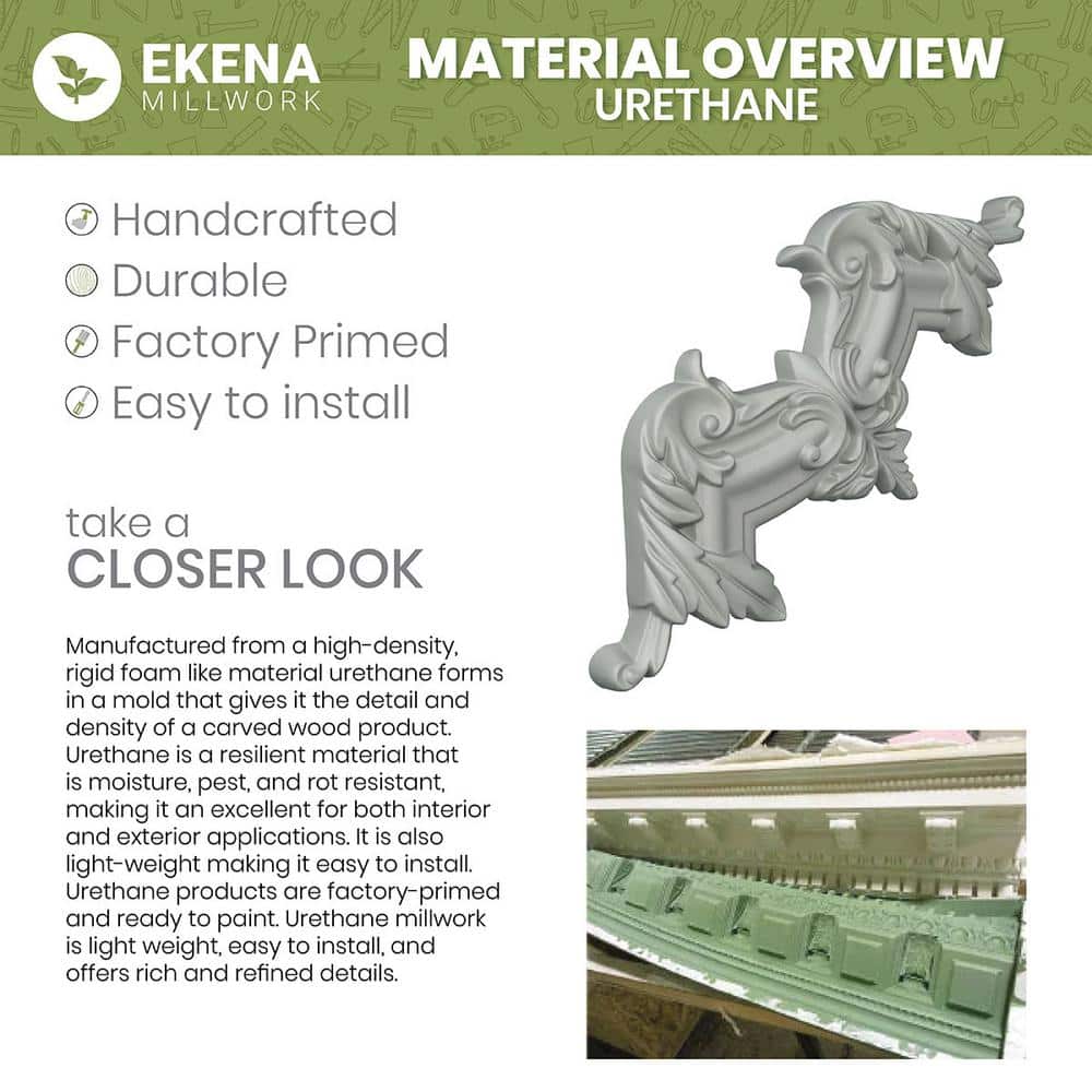 Ekena Millwork Arlene 6 in. D x 6.5 in. W x 94.5 in. L Polyurethane Crown Moulding