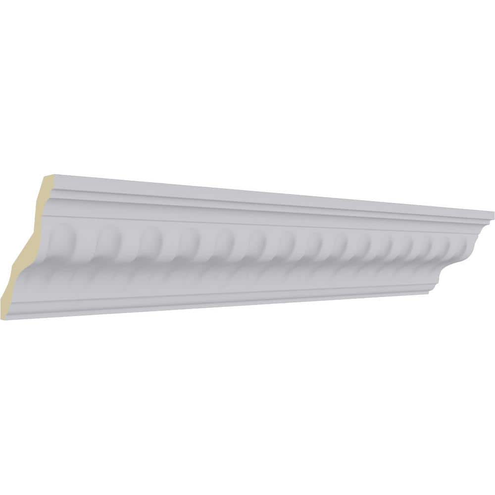 Ekena Millwork 3-3/8 in. x 3-3/8 in. x 94-1/2 in. Polyurethane Linus Crown Moulding