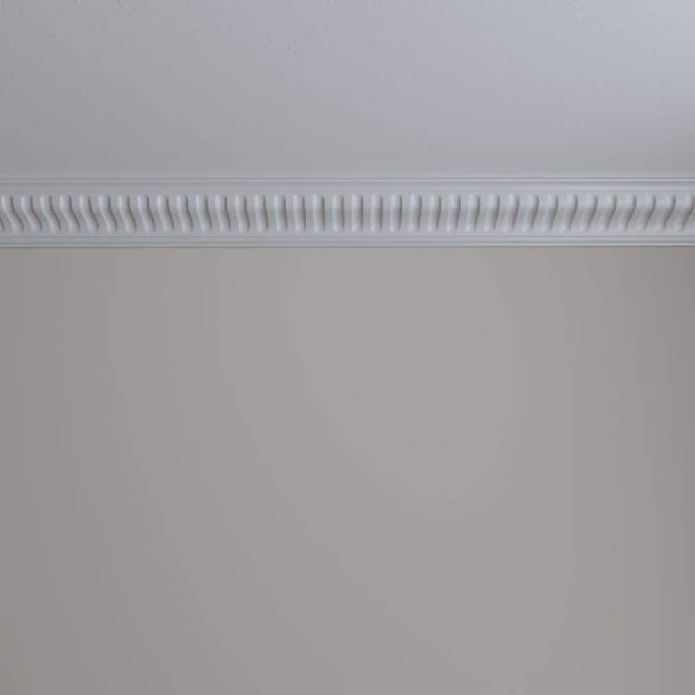 Ekena Millwork 3-3/8 in. x 3-3/8 in. x 94-1/2 in. Polyurethane Linus Crown Moulding