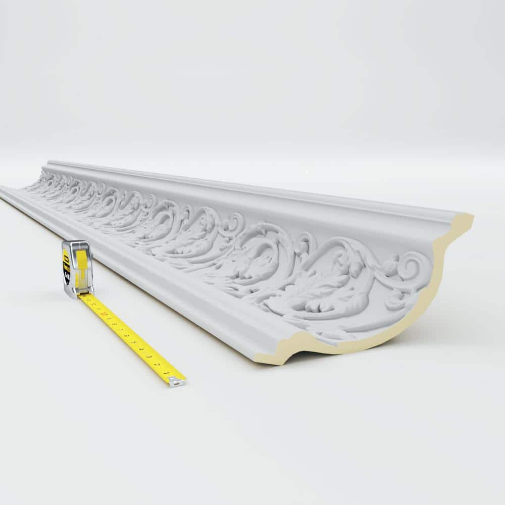 Ekena Millwork 9 in. x 7-3/4 in. x 94-1/2 in. Polyurethane Neuveau Crown Moulding