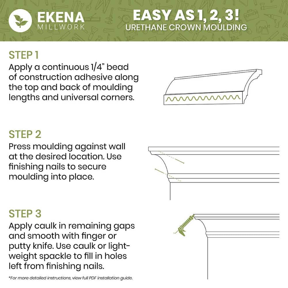 Ekena Millwork Ethan 9.625 in. D x 12 in. W x 96 in. L Polyurethane Crown Moulding