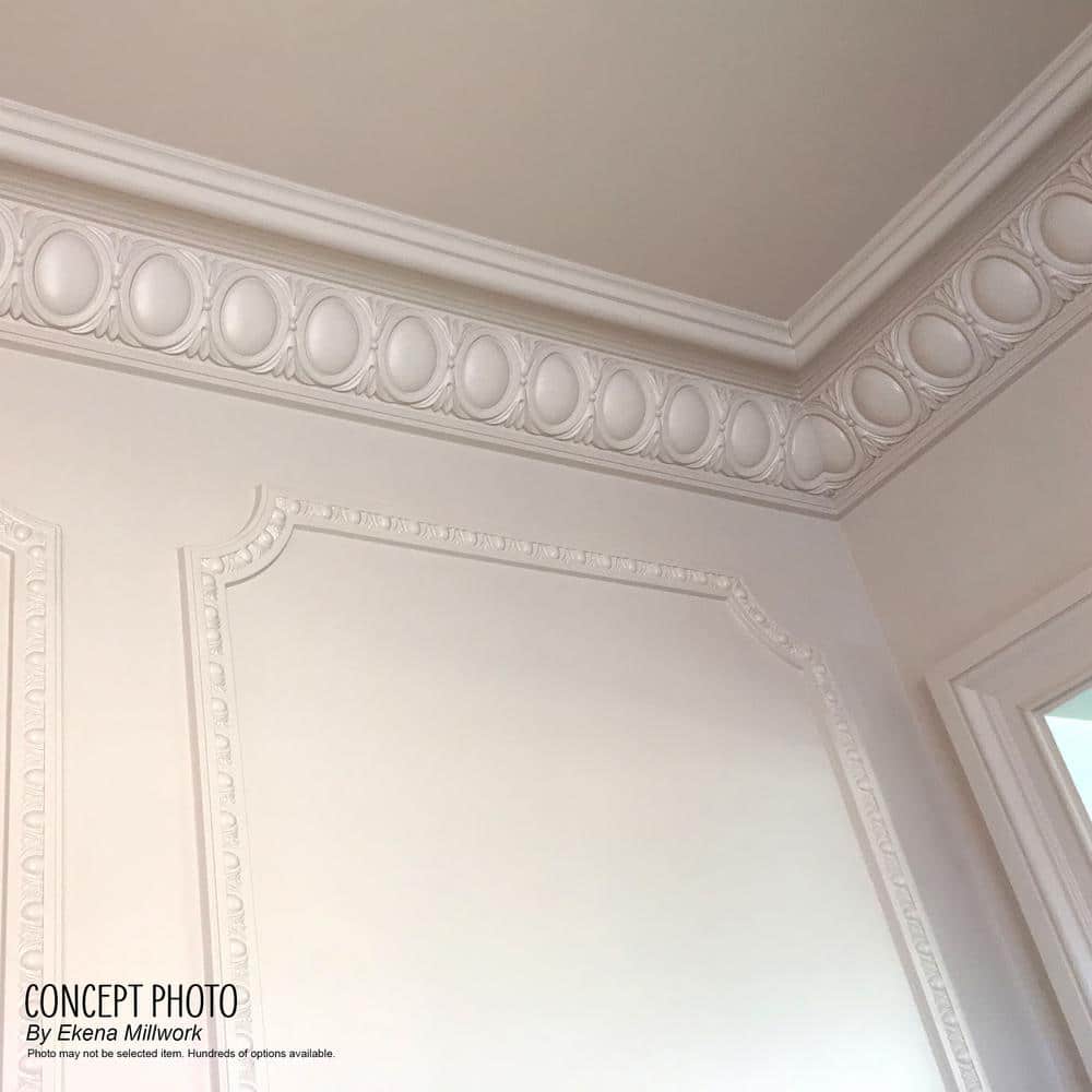 Ekena Millwork 15-3/8 in. x 12 in. x 94-1/2 in. Polyurethane Preston Crown Moulding
