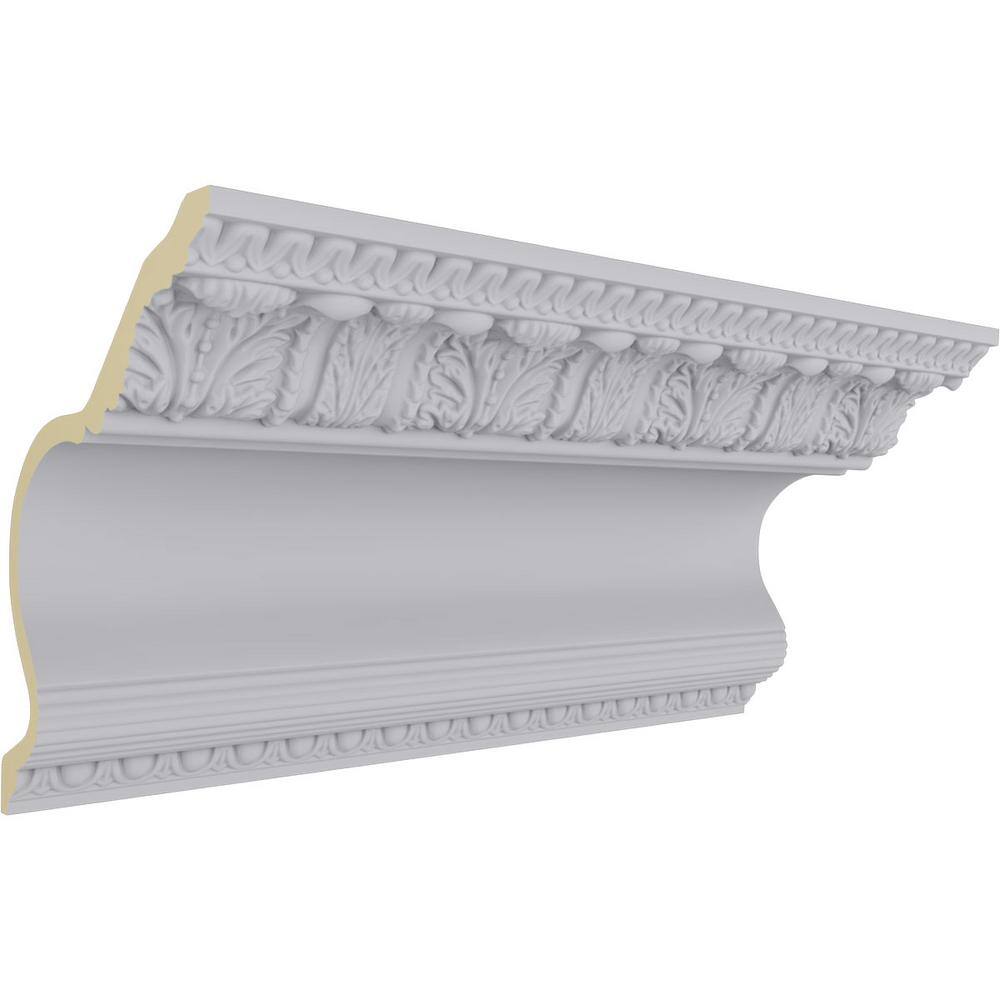 Ekena Millwork 10-1/2 in. x 13 in. x 94-1/2 in. Polyurethane Egg and Dart Acanthus Crown Moulding