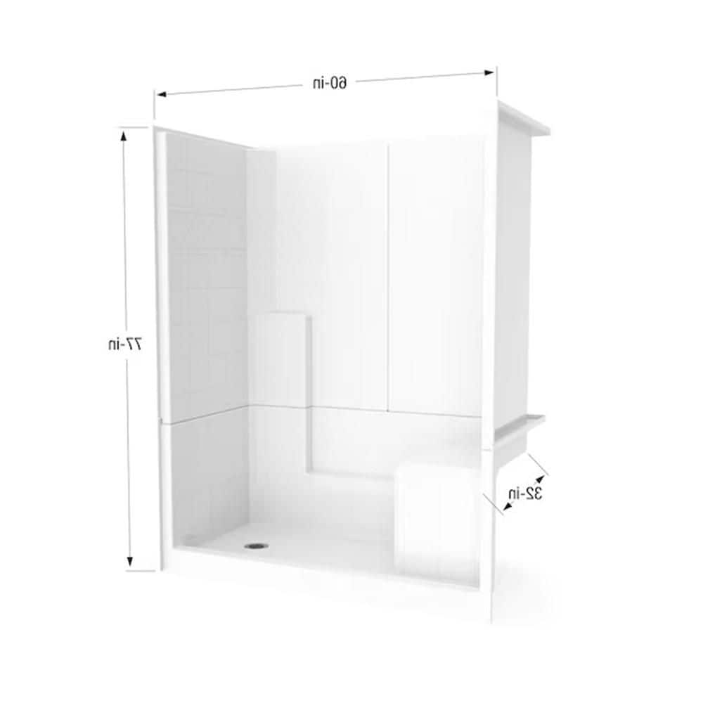 Ella 60 in. x 33 in. x 77 in. Low-Threshold 3-Piece Shower Kit, White, Left Seat/Right Drain