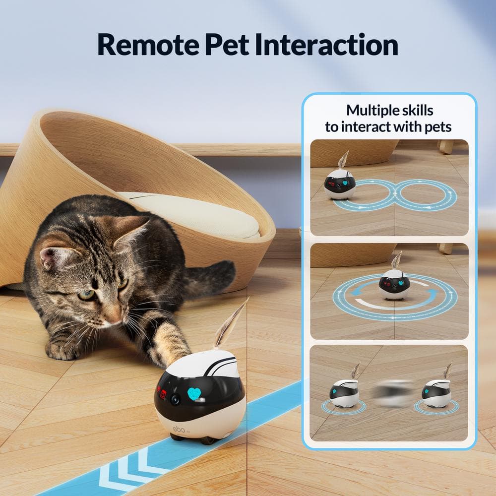 Enabot EBO Air 1080p Full HD Movable Indoor WiFi Camera Robot, 2 Way Voice and Night Vision, Laser Point for Pet Playing