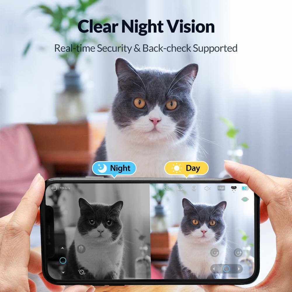 Enabot EBO Air 1080p Full HD Movable Indoor WiFi Camera Robot, 2 Way Voice and Night Vision, Laser Point for Pet Playing