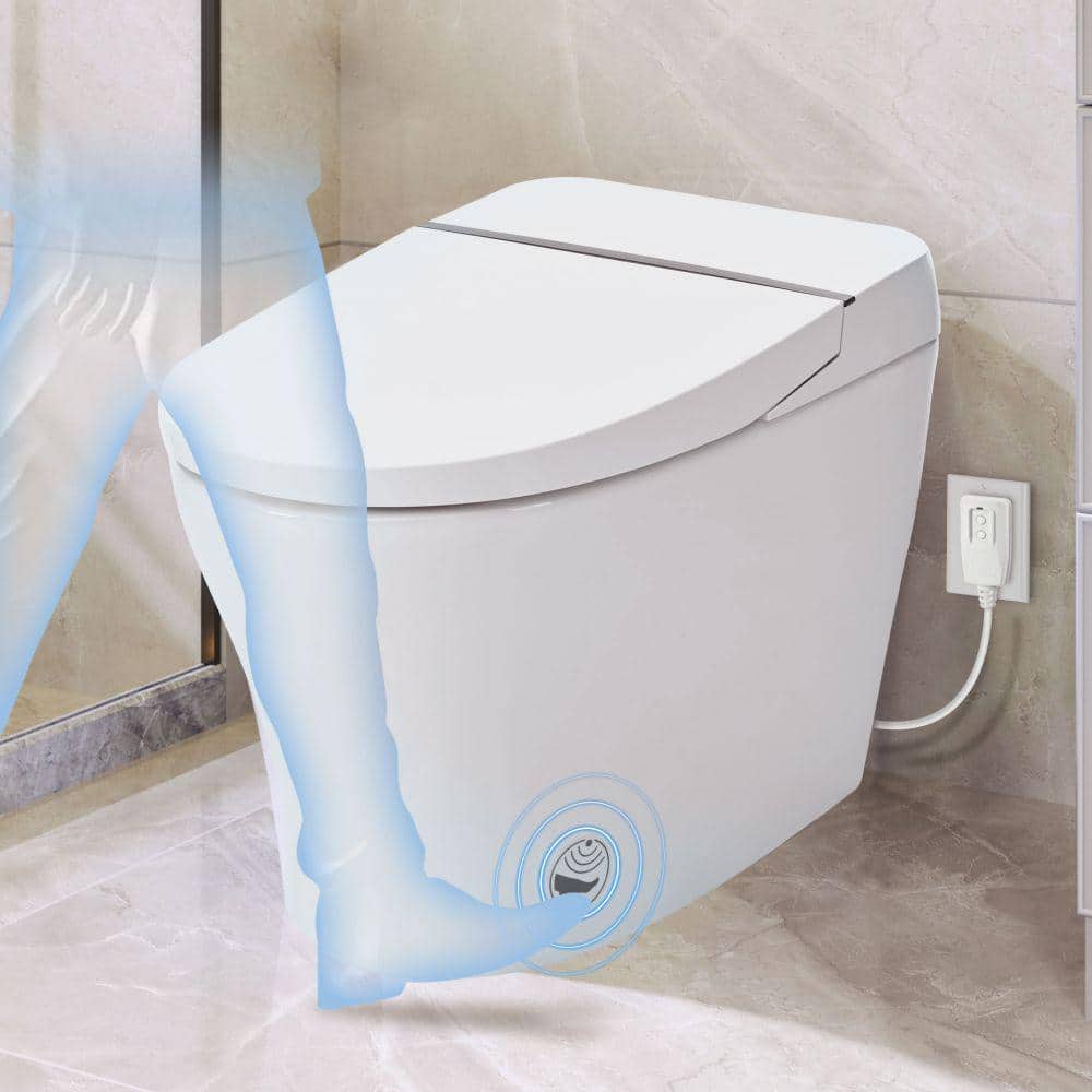 EPOWP Smart Toilet with Heated Seat, foot sensor and Dual Flush System in White
