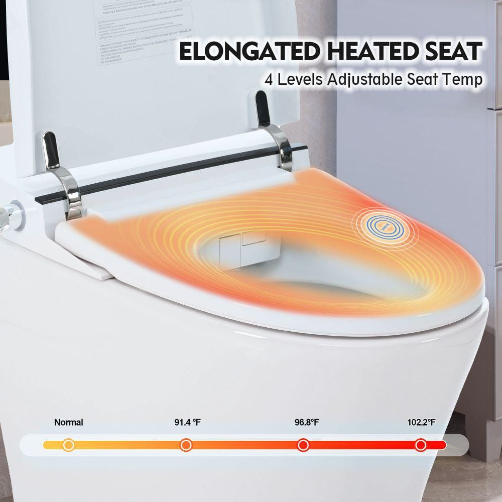 EPOWP Smart Toilet with Heated Seat, foot sensor and Dual Flush System in White