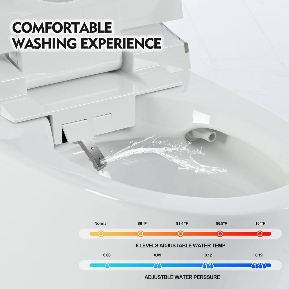 EPOWP 11.8" Dual Flush Smart Toilet with Heated Seat & Foot Sensor