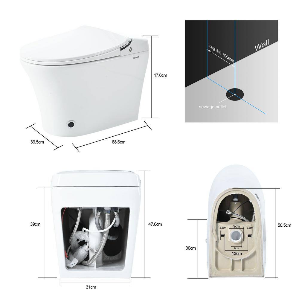 EPOWP 11.8" Dual Flush Smart Toilet with Heated Seat & Foot Sensor