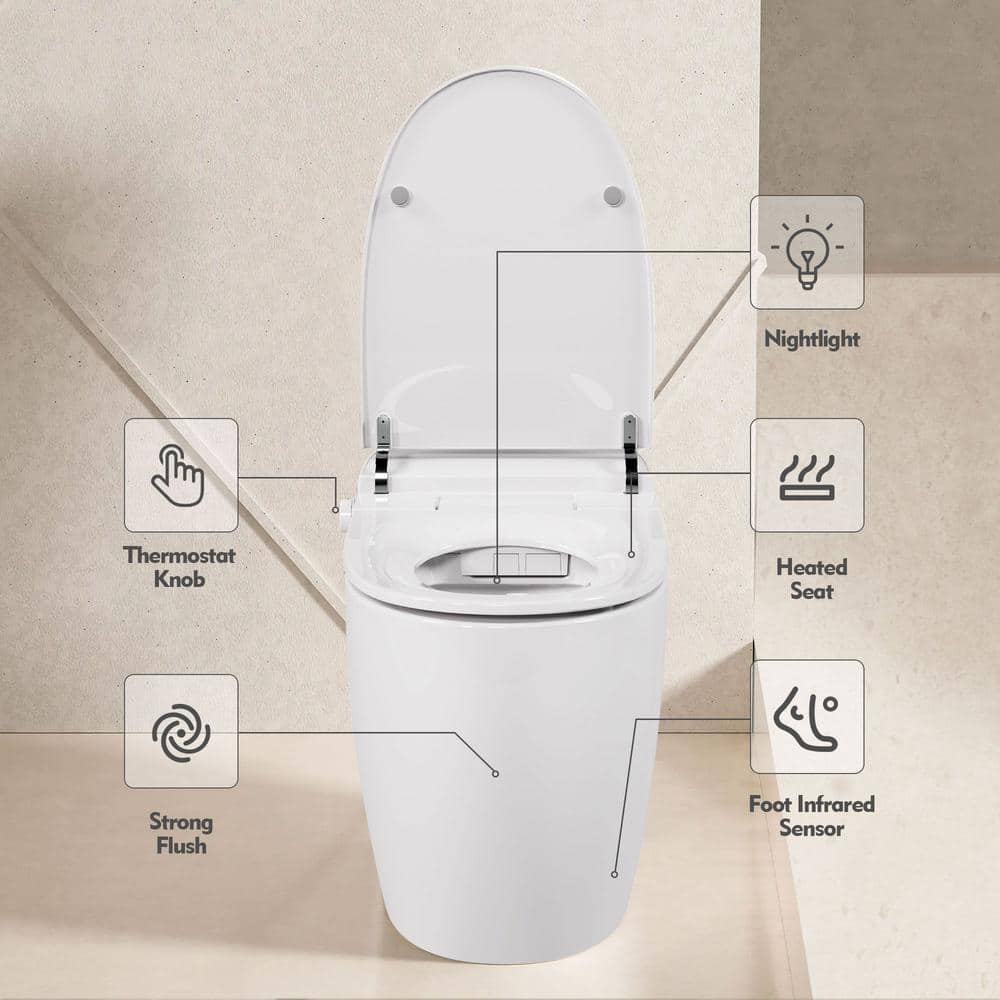 EPOWP Smart Toilet with Heated Seat and Foot Sensor Flush