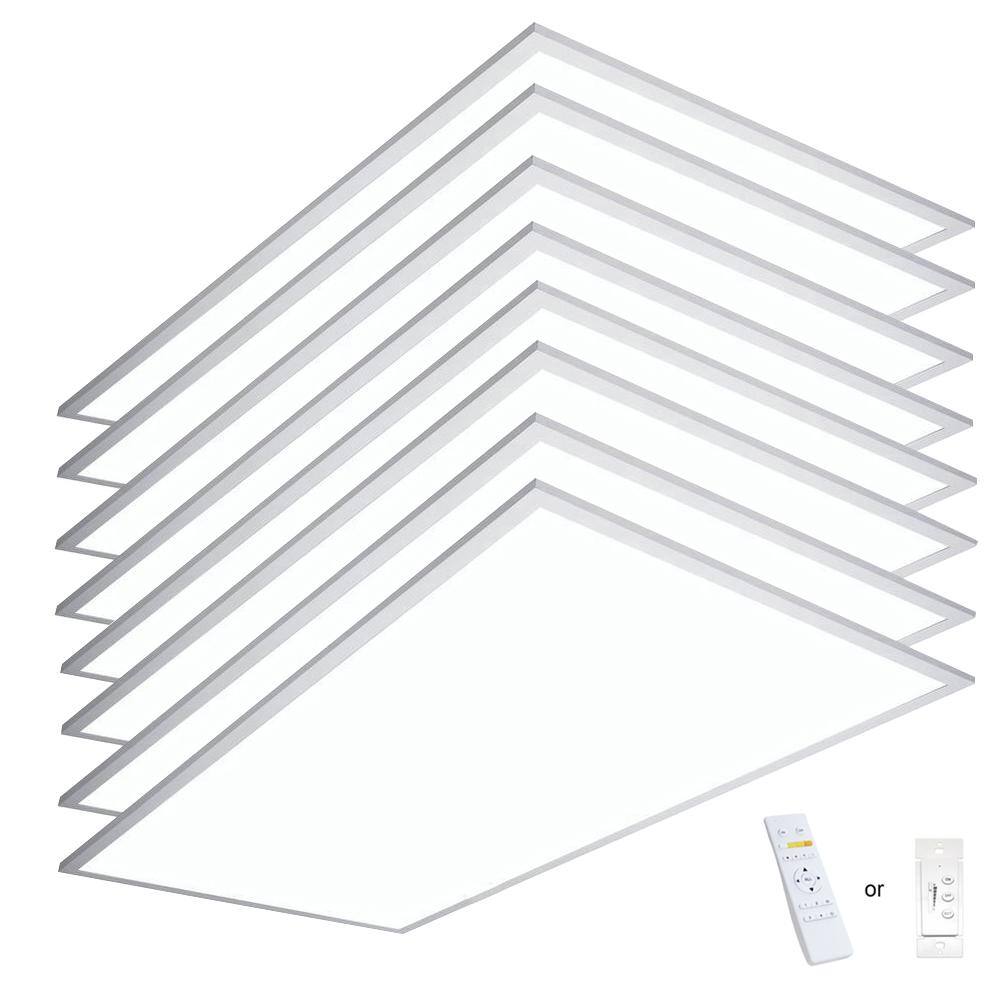 eSenLite 2 ft. x 4 ft. Integrated LED Panel Light Troffer Backlit 6500LM 630W Equivalent White Dim CCT Color Changeable (8-PC)