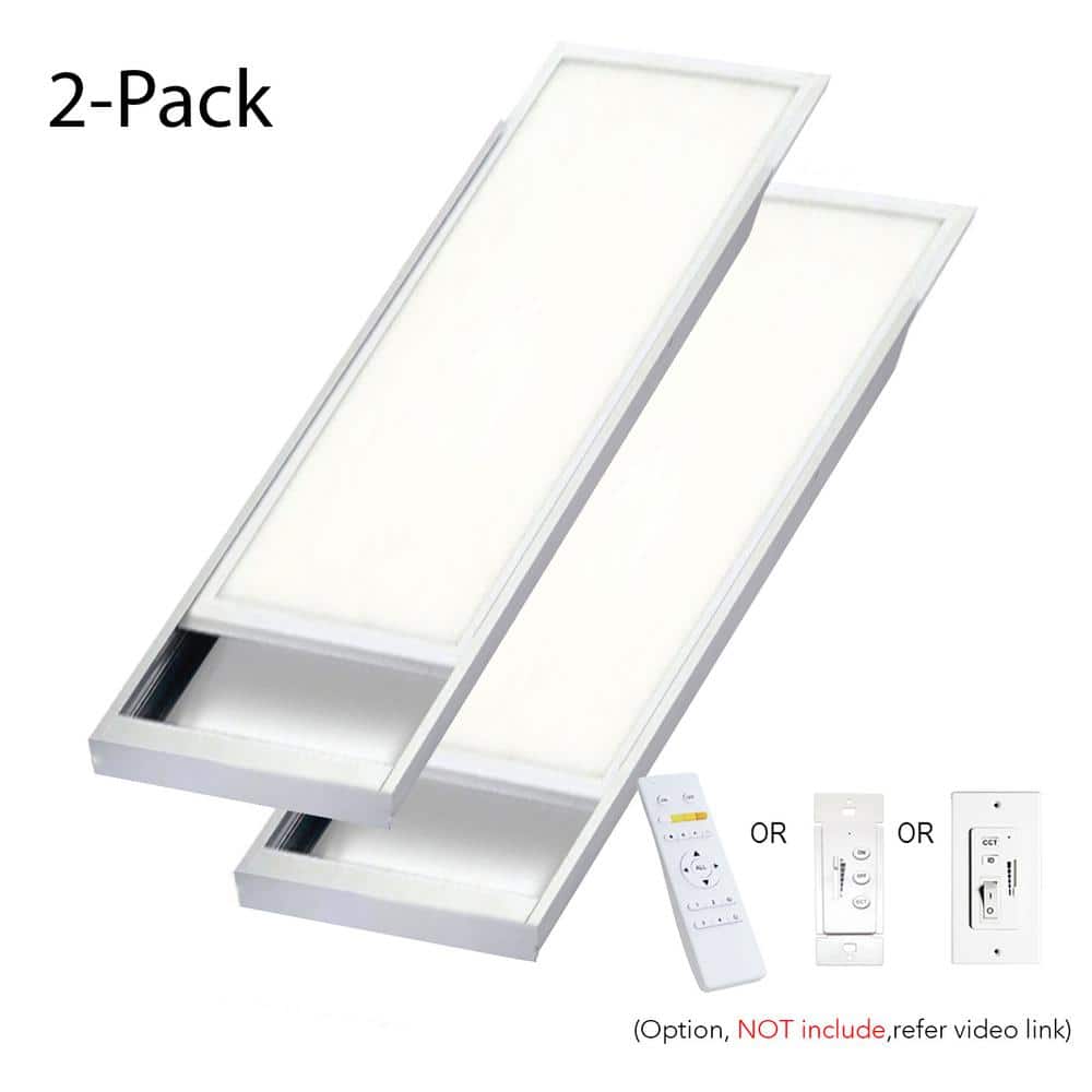eSenLite 1 ft. x 4 ft. 400W Equivalent 4200LM Dimmable CCT White Integrated LED Panel Light Flush Mount Troffer w/ Frames (2-PK)