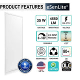 eSenLite 1 ft. x 4 ft. 400W Equivalent 4200LM Dimmable CCT White Integrated LED Panel Light Flush Mount Troffer w/ Frames (2-PK)