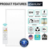 eSenLite 2 ft. x 4 ft. White Commercial Integrated LED 6300 Lumens Dimmable Drop Ceiling Flat Panel Troffer Light (2-Pack)