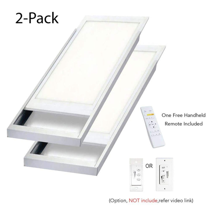 eSenLite 2ft.x4ft. 600W Equivalent 6500 Lumen Dimmable CCT White Integrated LED Panel Light Flush Mount Troffer w/ Frames(2-Pack)