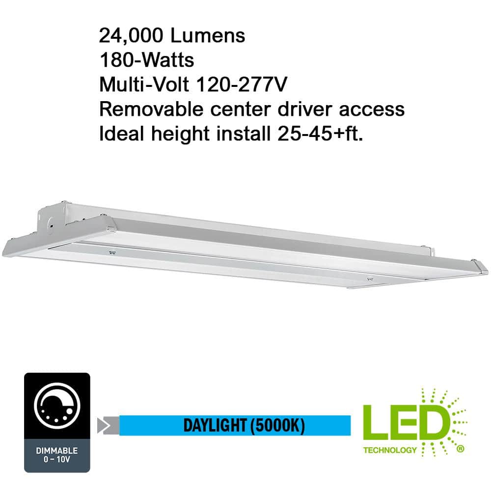 ETI LIGHTING 2 ft. 400-Watt Equivalent Integrated LED Dimmable White Linear High Bay Light 5000K Daylight 24000 Lumens (4PK)