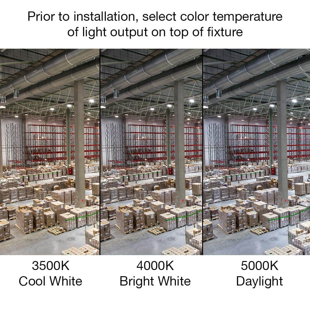 ETI LIGHTING 400-Watt Equivalent 11 in. Round Integrated LED White High Bay Light 27000-36000 Lumens Adjustable CCT 120-277V (8-Pack)