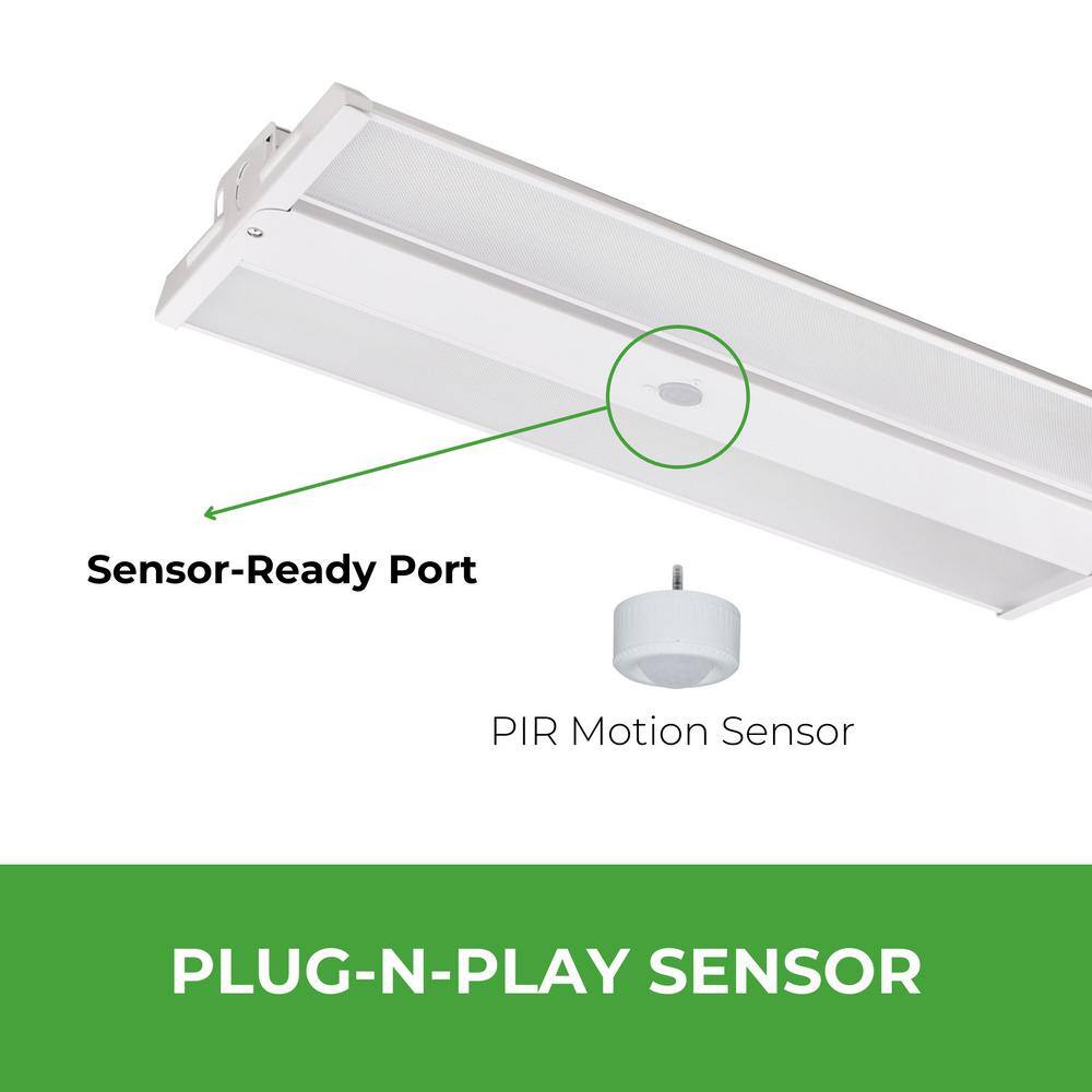 ETI LIGHTING 2 ft. 200-Watt Equivalent Integrated LED White Compact Linear High Bay Light with PIR Occupancy Sensor 8400-15800 Lumens