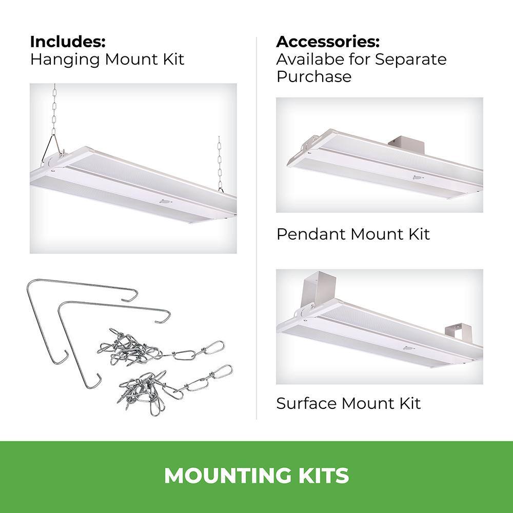ETI LIGHTING 2 ft. 200-Watt Equivalent Integrated LED White Compact Linear High Bay Light with PIR Occupancy Sensor 8400-15800 Lumens