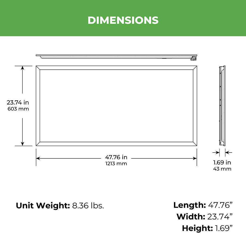 ETI LIGHTING 2 ft. x 4 ft. 100-Watt Equivalent Back-Lit Integrated LED White Troffer Adjust Lumen Levels 3500K 4000K 5000K (8-Pack)