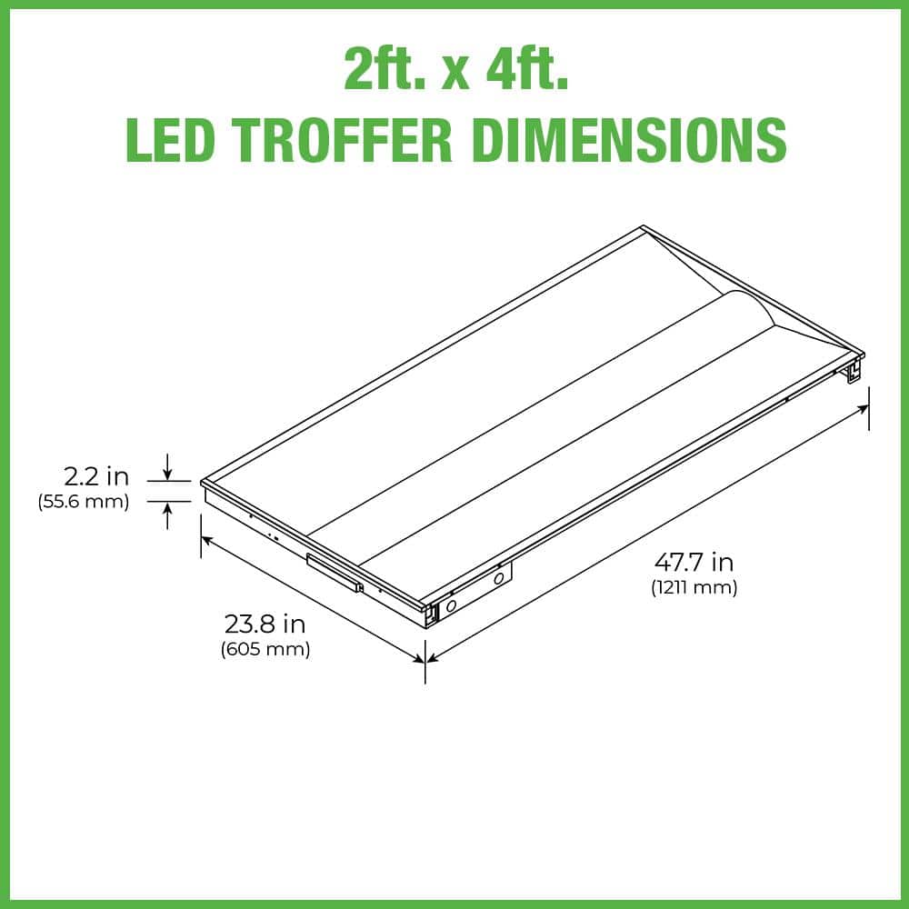 ETI LIGHTING 2 ft. x 4 ft. Center Basket Integrated LED Troffer Light 39W/32W/29W/24W 5850-Lumens 3500K 4000K 5000K Dimmable (8-Pack)