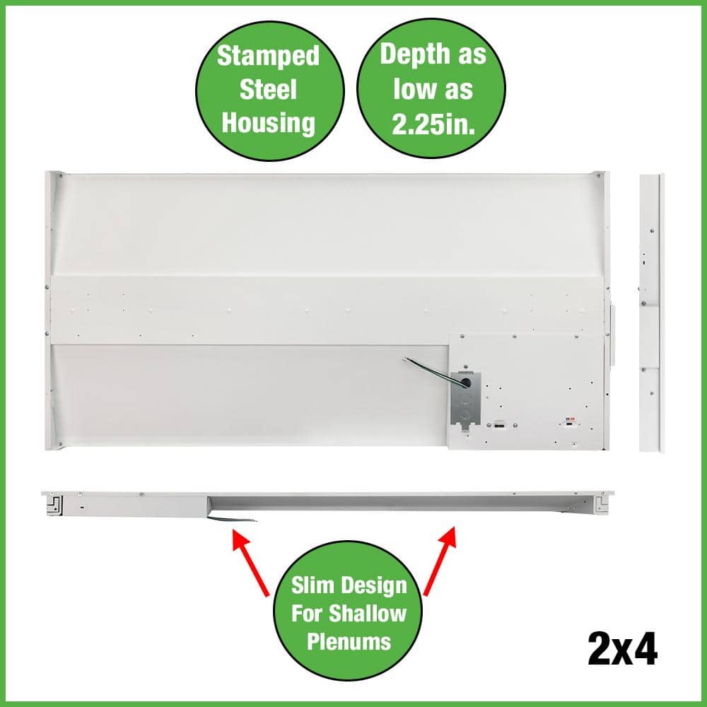 ETI LIGHTING 2 ft. x 4 ft. Center Basket Integrated LED Troffer Light 39W/32W/29W/24W 5850-Lumens 3500K 4000K 5000K Dimmable (8-Pack)